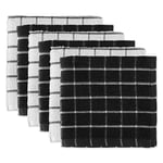 DII Lot de 6 torchons de Cuisine 100% Coton, lavables en Machine, Ultra absorbants, 30,5 x 30,5 cm, Motif Carreaux, Noir