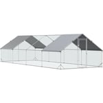 Pawhut - Enclos poulailler chenil 24 m² - parc grillagé dim. 8L x 3l x 2H m - double espace couvert - acier galvanisé