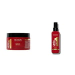 REVLON PROFESSIONAL Uniqone Super Masque pour Cheveux Secs/Très Secs/Abimés 10 Bienfaits Super10R Mask, 300ml & UniqOne Masque en Spray sans Rinçage pour Tous Types Cheveux 10 Bienfaits 150ml Rouge