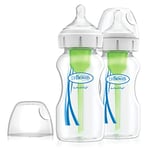 Dr Brown's Natural Flow Anti-Colic Options+ Wide-Neck Baby Bottle, 9oz/270ml, with Level 1 Teat, 2-Pack