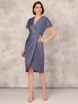 Aidan Mattox by Adrianna Papell Crepe Back Satin Dress, Stormy Sky