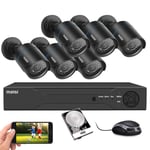 maisi HD CCTV Camera System, 8 Channel 1080P Security DVR with 6PCS 2MP Outdoor Cameras and 1TB Hard Drive (IP66 Waterproof, Continuous/Motion Recording, Mobile Viewing, APP Push/Email Alerts)