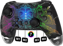 Manette De Commutation, Manette Sans Fil Led Pour Switch/Switch Lite/Switch Oled, Avec Rvb Sans Fil Pour Pc/Téléphone (Noir)