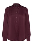 Lauren Ralph Lauren Classic Fit Satin Charmeuse Shirt Burgundy