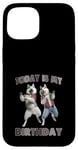 Coque pour iPhone 15 Aujourd'hui, c'est mon anniversaire, Husky Friends Fun