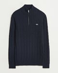 GANT Cotton Cable Half Zip Evening Blue