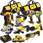 Dewalt 18V 9 Piece Cordless Power Tool Kit 3 x 4.0Ah Battery Charger T4TKIT-846