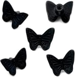 Lot de 5 boutons de tiroir en laiton Noir avec motif papillon, style ancien - Pour armoire, commode, placard - Noir