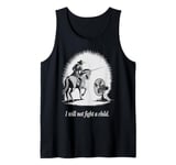 Don Quixote Humor Knight vs Fan Literary Joke Tank Top