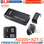 UK Godox 2.4 TTL 1/8000s Double Head AD200 Flash + X2T-C Transmitter For Canon