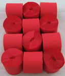 12 Red Crepe Paper Streamers 45mm x 10meters Many uses as Decorations, Marketing Tools, Great Favourite with Schools and The Craft Industry