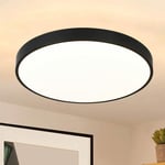 Plafonnier led Noir Plafonnier - 12W Lampe de salle de bain Blanc chaud Lampe de cuisine Plat IP44 Etanche 21cm Rond Moderne Lampe de couloir pour