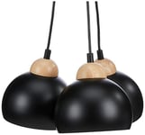Homemania Lampe à suspension Dama, noir en métal, bois, 30 x 30 x 90 cm