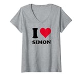 Womens I Love Simon V-Neck T-Shirt