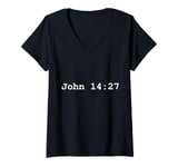 Womens Christian faith holy bible verses typeset John 14:27 V-Neck T-Shirt