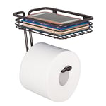 iDesign Classico Porte-Papier Toilette, Rangement Papier WC Mural Compact en métal, dérouleur de Papier avec Place pour lingettes, Couleur Bronze