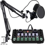 Pack d'équipement pour podcast Rubehoow avec interface audio, mixer DJ et microphone à condensateur BM-800, équipement de studio avec alimentation fantôme, diffusion en continu, voix off, chant