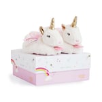 Doudou & Compagnie Chaussons avec hochet Lucie la licorne ROSE