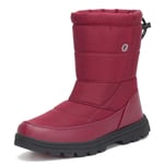 Mishansha Bottes de Neige Femmes Fourrure Doublée imperméable Bottines Chaudes Chaussures Hiver Après Ski Plates Femme Antidérapant Étanche,Rouge 37 EU