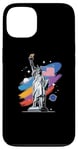 Coque pour iPhone 13 Statue de la Liberté USA tenant une torche flamboyante avec des plantes