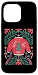 Coque pour iPhone 14 Pro Max Pull de Noël bohème festif en forme de canne à sucre d'orge floral