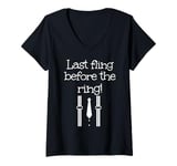 Womens Last fling before the ring outfit for man and woman V-Neck T-Shirt