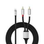 Dual RCA to 8 Pin Connector Aux Stereo Splitter Cable for iPhone Hi-Fi Amplifier