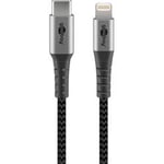 USB 2.0-kabel, C till Lightning, svart/grå, 2 meter