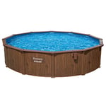 Piscine Hors Sol Ronde BESTWAY Hydrium™ 490 x 130 cm Effet Bois, Filtre à Sable, échelle, bâche, Tapis de Sol