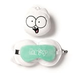 Puckator Relaxeazzz Simon's Cat Round Plush Travel Pillow & Eye Mask - Sleep Eye Mask Masks - Kids Travel Accessories For Sleeping Airplane - Flight Plane Neck Pillow Pillows