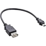 InLine® USB 2.0 0.2 m 0.2 m 0.2 m Mini B USB A USB Cable – USB Data Cable (Black), Mini Usb B; USB A; male/female, black, 480 Mbit/s