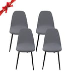 Jaotto Housse de Chaise Scandinave Lot de 4, Housse de Chaise de Salle à Manger Scandinaves Extensible,Jacquard Diagonal Couverture de Chaise Élastique Universel pour Décoration de Maison,Gris