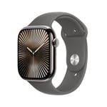 Apple Watch Series 10 GPS + Cellular 46mm Naturlig Titanboett med Granitgrå Sportband - S/M