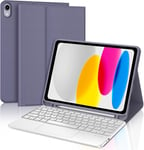 Clavier AZERTY pour iPad 10ème Génération 2022 10.9 Pouces avec Trackpad, Clavier Bluetooth, Violet Lavande