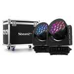 BeamZ Pro NEREID1940 utomhus LED Moving head zoom 19X40W 2 stycken i flightcase, Nereid1940 BeeEye – Komplett Kit med 2 Moving Heads i Solid Flightcase