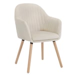 WOLTU 1 X Chaise de Salle à Manger en Velours Surface Pieds en Bois Massif,Chaise de Relax Chaise de Salon Crème Blanc BH95cm-1