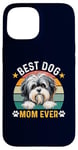 Coque pour iPhone 15 Meilleure mère de chien Lowchen de tous les temps, propriétaire et amante de chiens amusants et rétro