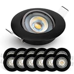 EMOS Spot LED encastrable 230V, 5W / 450lm | Spot LED Extra Plat 50° orientable, blanc chaud 3000K | Lot de 12 Spots de plafond LED pour l'intérieur, Plafonnier LED encastré, couleur noir