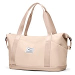 Sac de Voyage Femme Sac fourre-Tout de Sport pour Homme Imperméable Sac de Week-End, Cabine Avion Ryanair Bagage Cabine 40x20x25 easyjet 45x36x20 Extensible Sac de Gym,A13-beige Marron H2-Beige