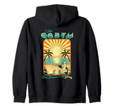 Visit Earth Best Beaches In The Galaxy Retro Space Art Zip Hoodie