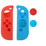 RUNHE Nintendo Switch Couverture de peau skin cover de silicone pour manette Joy-Con de la - Gauche Rouge Droite Bleu + 2 x thumb gr