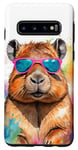 Coque pour Galaxy S10 Capybara Lunettes Soleil Capy Coloré Animaux Motif Imprimé