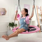 Ecd Germany - Balançoire Nid d'Oiseau Rond ø 100 cm, Rose, Charge Maximal 150 kg, Réglable en Hauteur, Assiette Siège à Bascule pour Enfants et