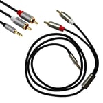 Câble RCA vers Jack 3,5 RCA,Câble RCA Jack,Câble RCA Jack Audio,Câble RCA Jack Audio Stéréo,3.5mm vers 2RCA Mâle pour Smartphone,Amplificateur,Chaîne HiFi,Home Cinéma,TV,Autoradio etc (1M)