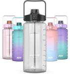 Motivational Water Bottle 2L BPA FREE - 2 Litre Sports Water Bottle with Straw,