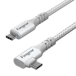 Fasgear USB C 3.2 Gen 2x2 Cable 6ft, 20Gbps 4K Video 100W Charging 90 Degree Type C Cord Compatible for [Thunderbolt 3/4] Macbook Pro,iPad Pro, Laptops,Samsung Monitors,Galaxy S24,White