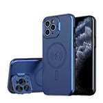 Coque magnétique pour iPhone 11 Pro Max Compatible avec MagSafe,Support Bague de caméra intégré Étui téléphone Portable,Antichoc blindé Militaire Robust Duty Stand Étui pour iPhone 11 Pro Max -Bleu