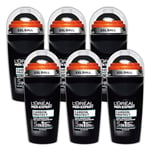 L'Oréal Paris Men Expert 48H Carbon Protect Anti-Perspirant Roll On Deodorant for Men, 50ml 5 IN 1Pack of 6, Bulk Buy