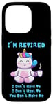 Coque pour iPhone 14 Pro Cadeau de départ à la retraite Licorne avec inscription I'm Retired