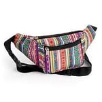 Inspire Me Waist Bag Fanny Pack Festival Money Running Belt for Man & Women Travel Pouch & 4-Zipper Pockets with Adjustable Belt for Holidays & Outdoors (Multi Colour Glitter Effect Tribal)